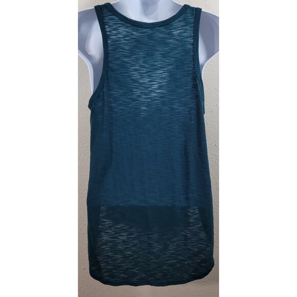 Lush Green Blue Slub Knit Tank Top Small Lightweight Soft Rounded Hem Sleeveless - Picture 2 of 5